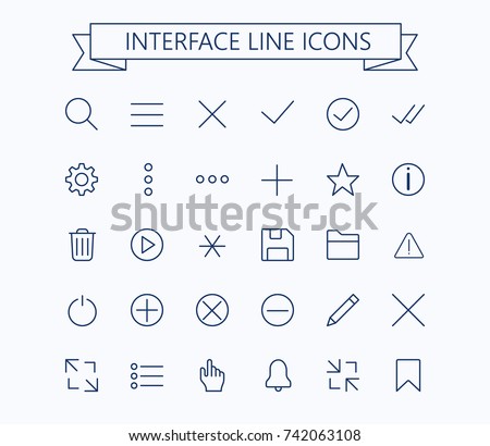  User interface line mini  icons .Editable stroke. 24px