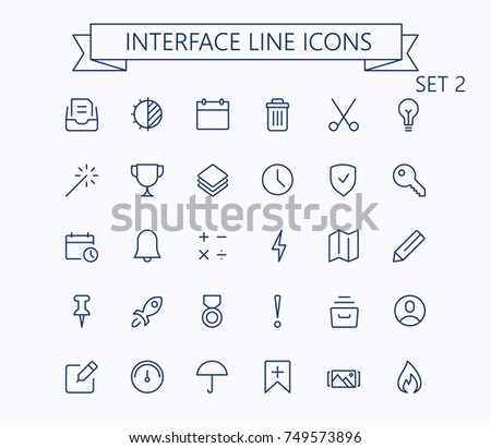 User interface line mini icons set 2. Editable stroke. 24 px