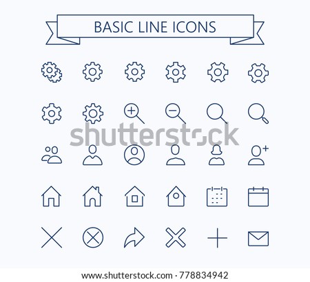 Basic line mini icons.Editable stroke. 24x24 grid. Pixel Perfect.