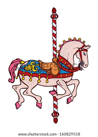 Bright Elegant Smart Carousel Horse Vector - 160829558 : Shutterstock