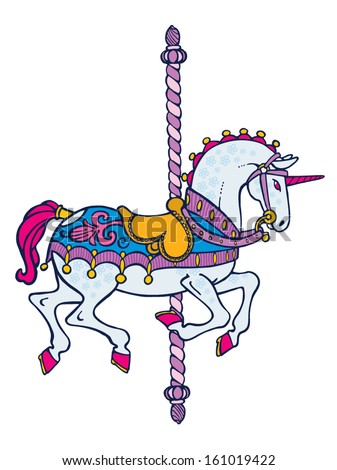 Bright Elegant Smart Carousel Unicorn Vector - 161019422 : Shutterstock