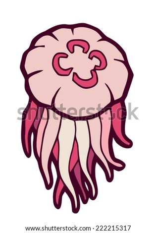 pink jellyfish aurelia aurita - stylized vector illustration