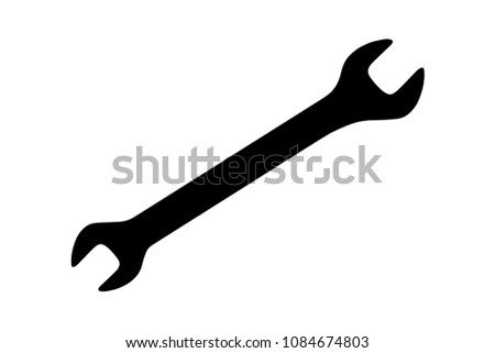 Vector double open ended wrench spanner on white background