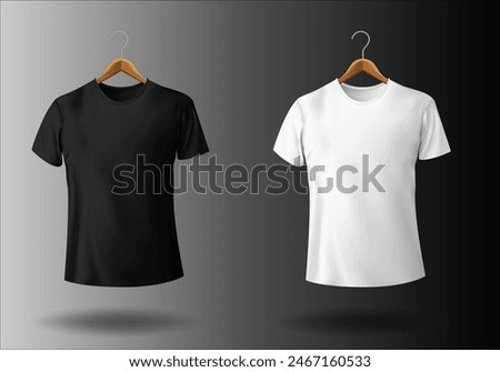 t-shirt mockup black white male 
t-shirt with hangers template front view