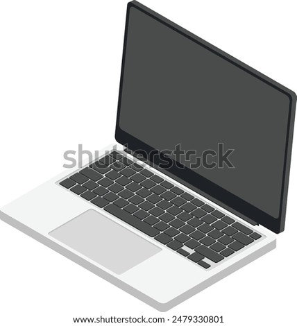 Realistic laptop mockup with blank screen isolated on white background, perspective laptop mock up different angles views