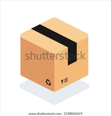 A 3D illustration of a delivery box parcel, showcasing realistic textures and dimensions. Ideal for e-commerce, logistics, and shipping visuals, adding a dynamic, professional touch to packaging