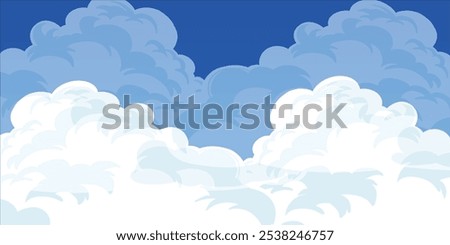 A background featuring a bright sky filled with large, fluffy clouds, creating a light and airy atmosphere. Ideal for outdoor, nature-themed, or uplifting designs.