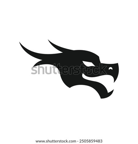 Silhouette of dragon head logo design template. Dragon logo vector