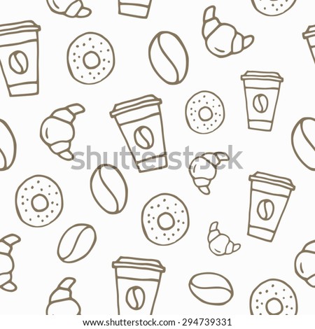 Seamless pattern - Seamless background - Sketch - Sketch drawn by hand - Coffee - Food - Drink.