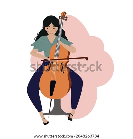 
The girl plays the cello. Young woman.
Cello.