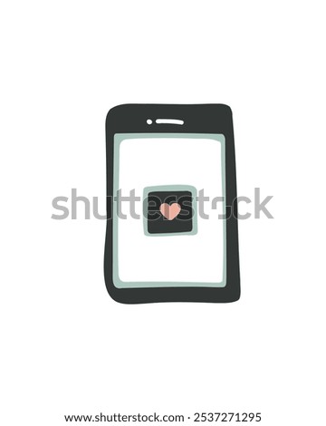 Tablet with a heart on the screen, minimal design