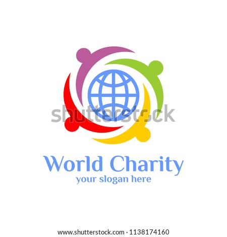 world charity logo template. world adobtion vector icon