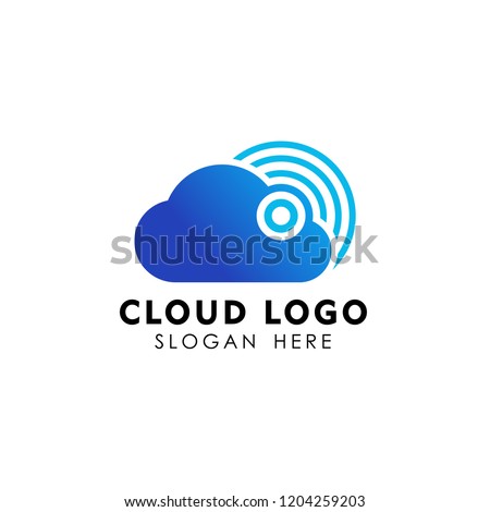 wireless cloud logo design vector icon. cloud tech logo design