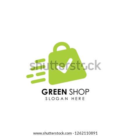 green shop logo design template. shopping bag icon design