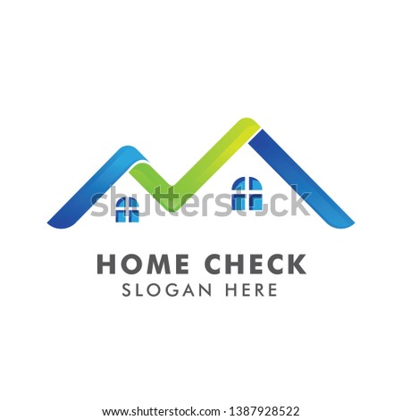 Home Logo Template with check mark. Logo for real estate agency. check home icon symbol designs