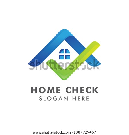 Home Logo Template with check mark. Logo for real estate agency. check home icon symbol designs