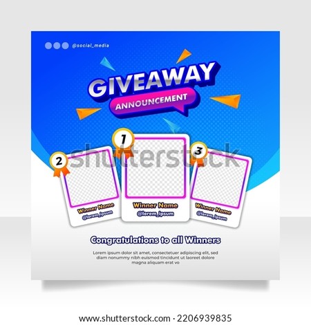 Giveaway winner announcement social media post banner template.