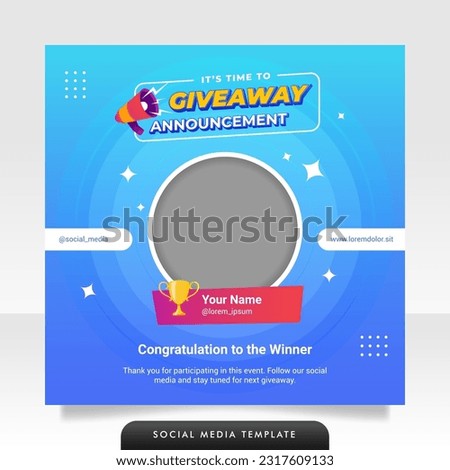 Giveaway winner announcement social media post banner template