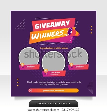 Giveaway winner announcement social media post banner template