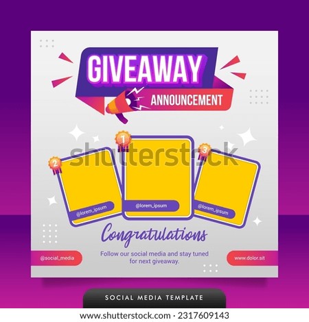 Giveaway winner announcement social media post banner template