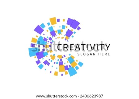 Creative high-tech logo isolated on letter C. Business technology logo design template