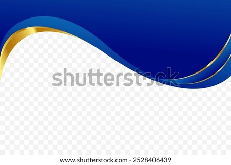 Blue and Gold curve wavy vector border for footer header background. Suitable for certificate, flyer, letterhead, banner, etc background