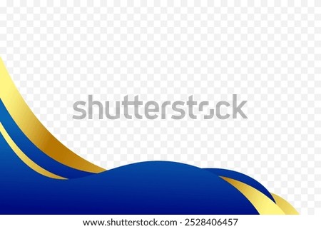 Blue and Gold curve wavy vector border for footer header background. Suitable for certificate, flyer, letterhead, banner, etc background