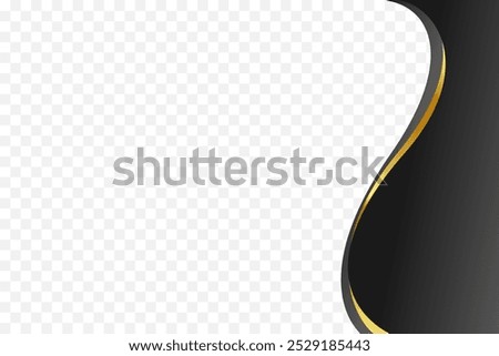 Black and gold wavy vector background designed for header and footer borders.