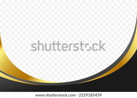 Luxurious Black and gold curved vector background border for elegant header and footer layouts.