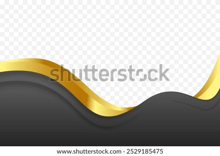 Wavy vector background border in Black and gold for enhancing headers and footers.