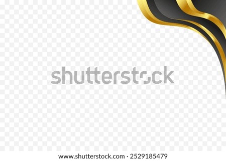 Elegant design for footer and header featuring a wavy Black and gold vector background.