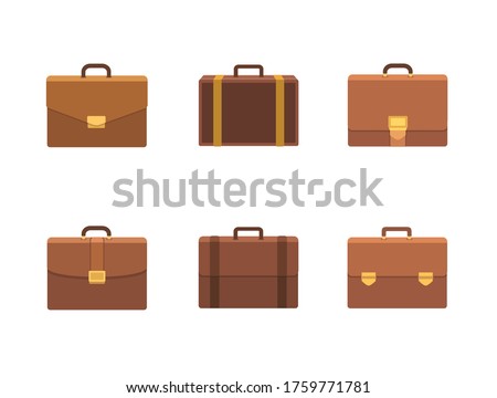 Set of briefcase vector icons for web design in flat style