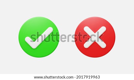 Realistic Right And Wrong 3D Button Vector Illustration.