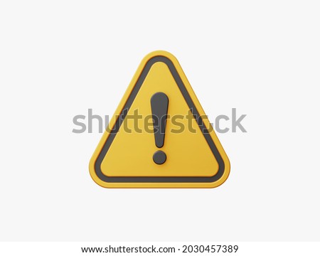 3D Realistic yellow triangle warning sign front view vector illustration.