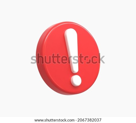 3D Realistic red warning sign vector illustration.