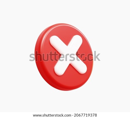 3D Realistic Red cross checkmark sign vector illustration Foto stock © 