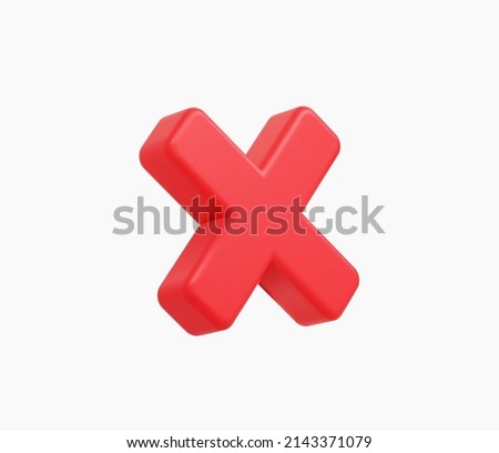 3d Realistic Red cross checkmark sign vector illustration