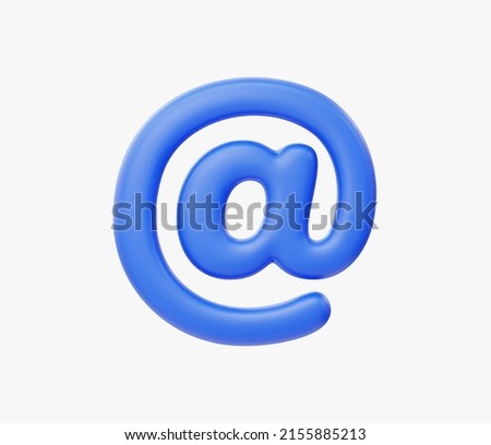 3d Realistic At Sign Icon vector illustration.