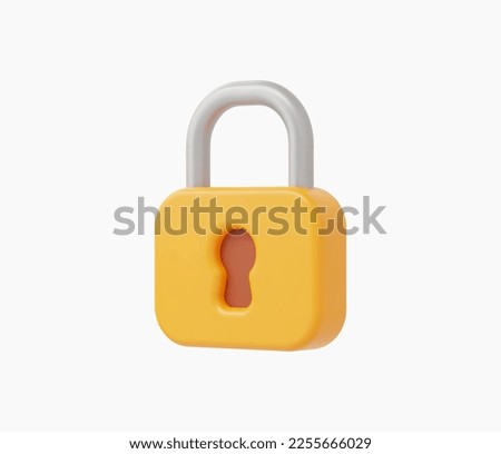 3d Realistic Yellow Locked padlock vector illustration