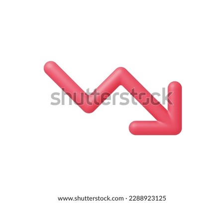 3d Realistic Trend down or decrease icon vector illustration