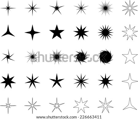 Black Stars Silhouette Set Stock Vector Illustration 226663411 ...