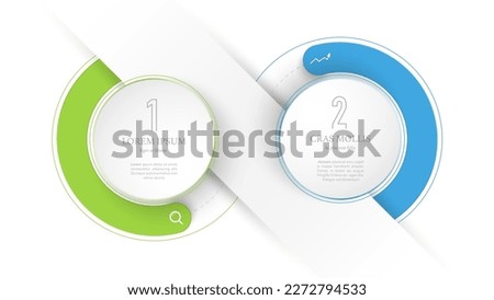 Two options or steps, timeline pattern. 2 circles, rounds. Vector illustration. Can be used for workflow layout, diagram, number options, step up options, web design, infographics