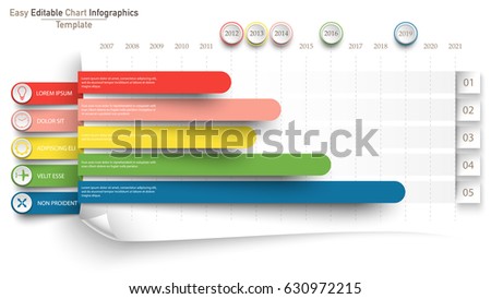 Colorful flat chart, graph. Simply editable. Infographics elements.