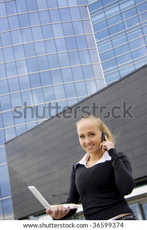 Business lady with portable PC.