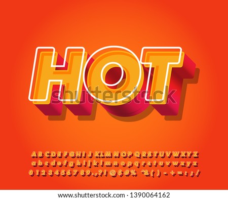 Hot sticker font effect, flame alphabet design for printing, modern letter design