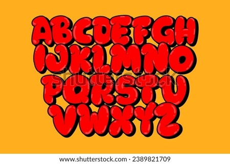 Graffiti alphabet graffiti letter red color  bubble style for poster, print files, tshirt design
