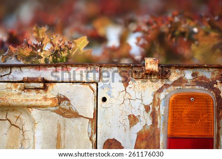 Old rusty car  converted into a container of kitchen garden.