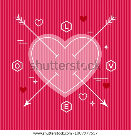 Minimalist flat line Valentine design. For print, banners, t-shirts, or part of your design.