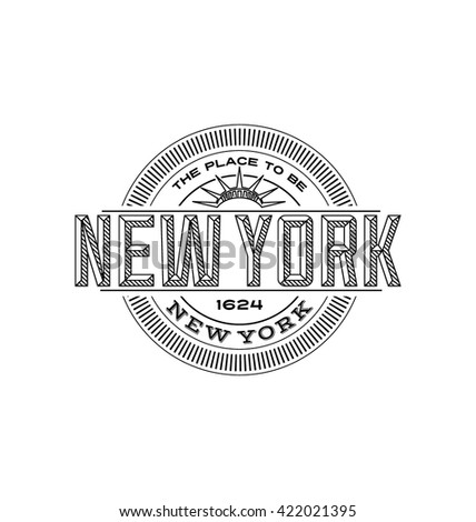 new york city, new york  linear emblem design for t shirts and stickers