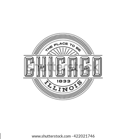 chicago, illinois linear emblem design for t shirts and stickers